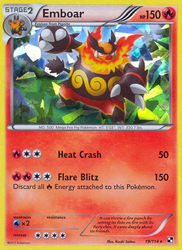 Black & White Holo Emboar #19/114 Cracked Ice Holo